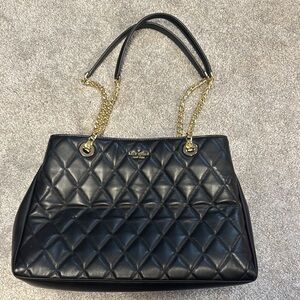 Kate Spade Black and Gold Quilted Shoulder Bag